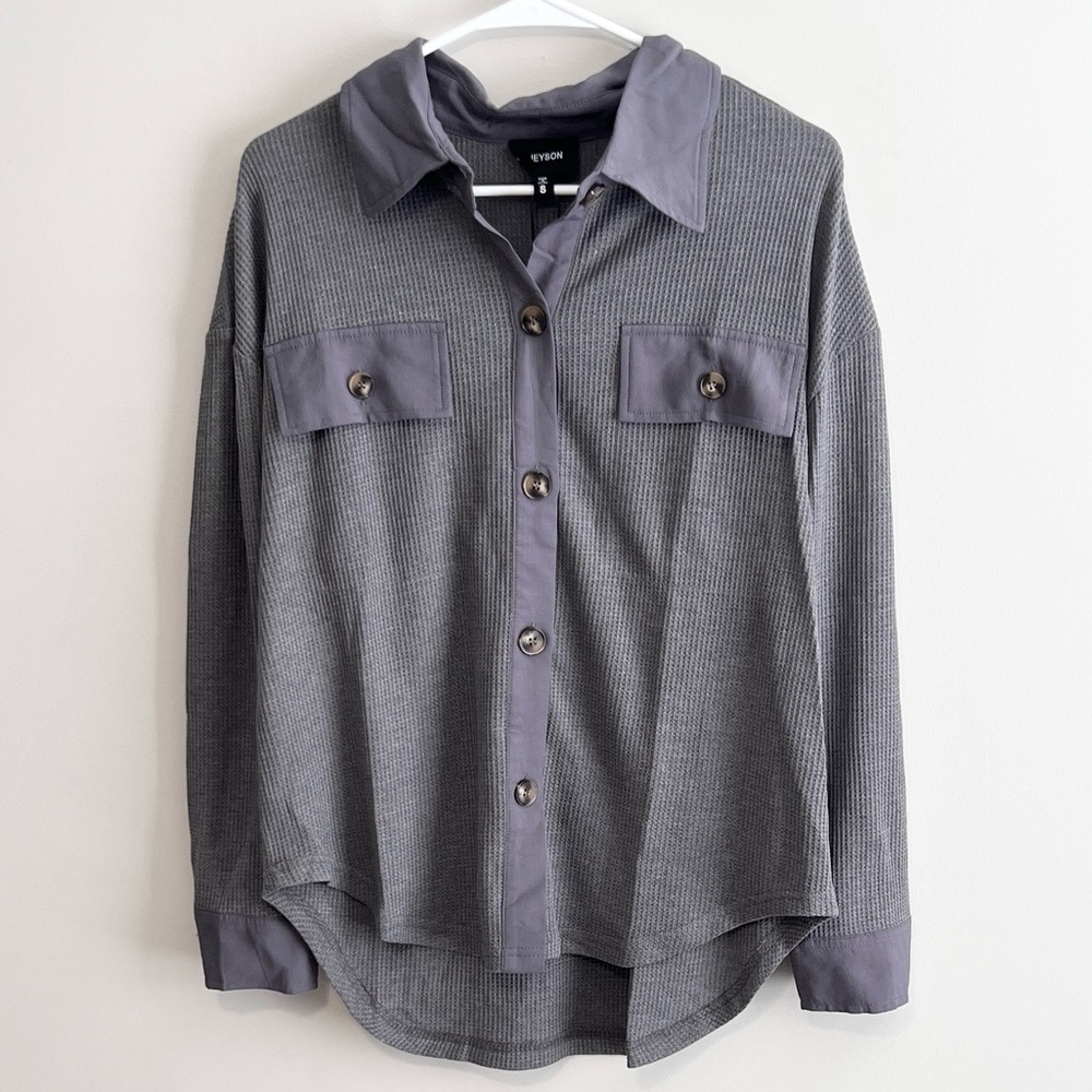 NWT Heyson Waffle Knit Button Shacket